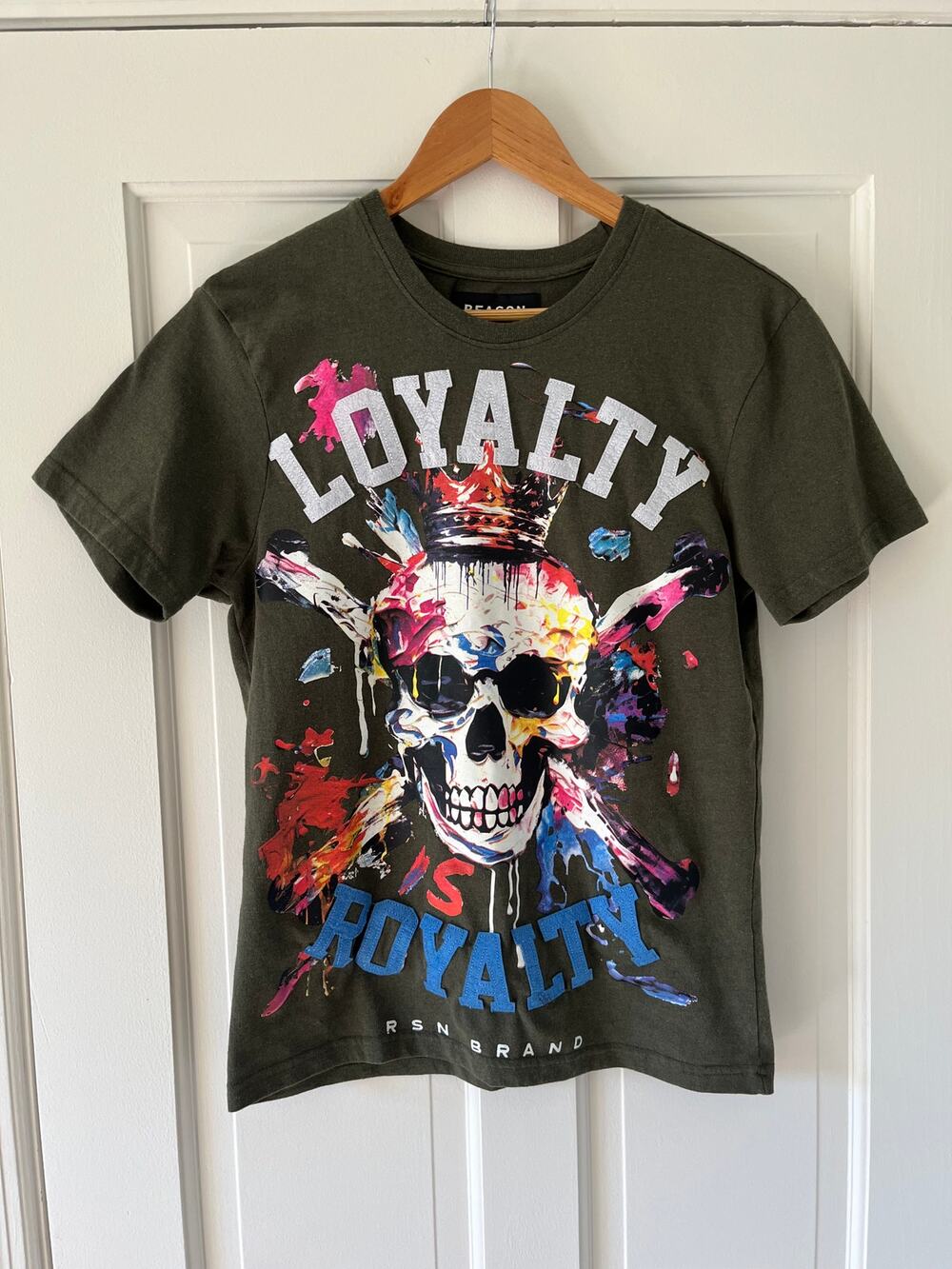 Reason Clothing Loyalty Is Royalty Skull Tee Shirt Olive Small Streetwear 🔥